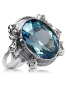 Aquamarine 925 Silver Vintage Style Ring VRC100S